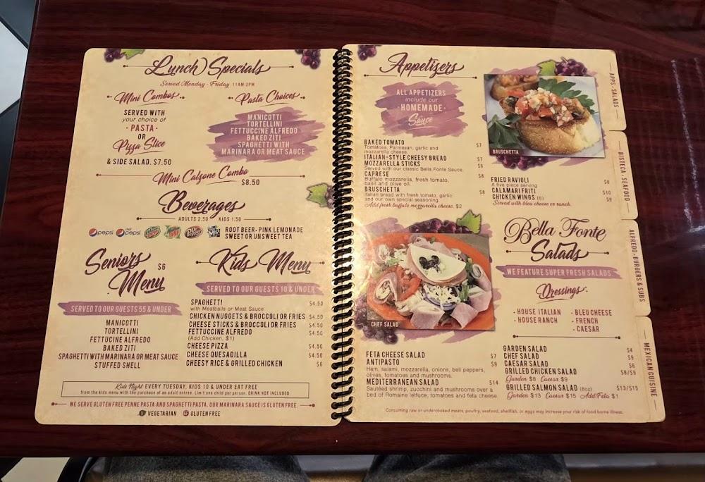 Bella Fonte Italian Restaurant Menu image 2